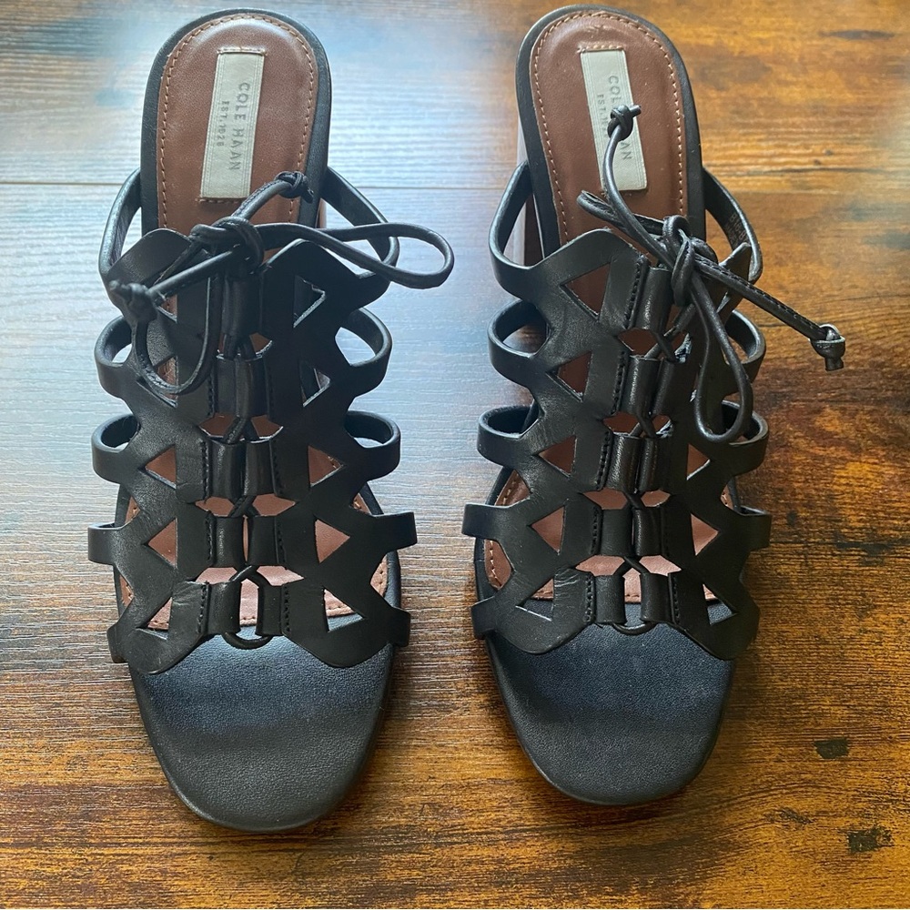 Cole Haan Black Lace-Up Sandals